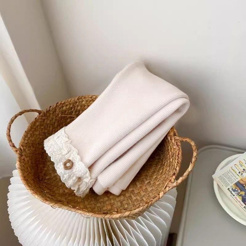 Детские термолеггинсы для девочек весна осень зима кружевные с цветочным узором милые простые облегающие брюки детские узкие штаны