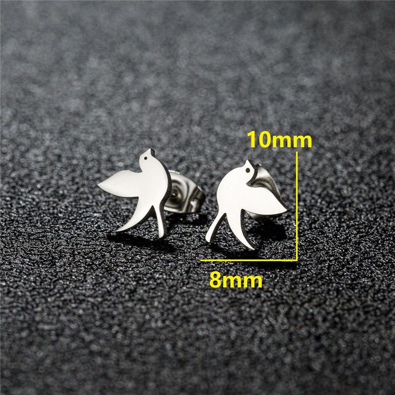 Minimalist Cute Animal Earings Jewelry Small Penguin Fish Swallow Stud Earrings for Women U Shaped Earing Oorbellen