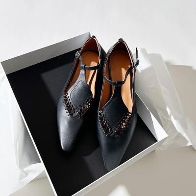 Мода Мода Балетки Женские Весна Осень Новые Остроносые Плетеные Серебристые Удобные Женские Туфли Кожаные Балетки Женские Рабочие Туфли