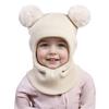 2025 Pompom Baby Winter Hat Scarf One-piece Kids Knitted Beanie Warm Ears Neck Children Bonnet Infant Cap for Girls Boys 1-5Y