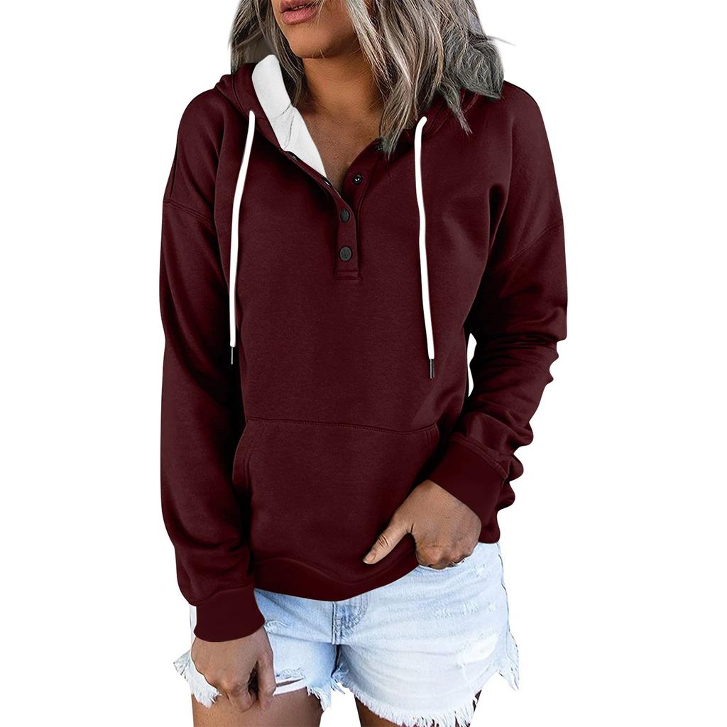 Women's Casual Fashion Solid Color Long Sleeve Pullover Hoodies Sweatshirts