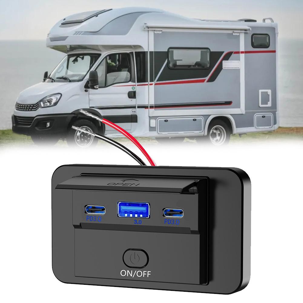 12-24 В USB автомобильная зарядная розетка Dual PD + USB 3.0 быстрая зарядная панель розетка для автомобиля мотоцикла автофургона грузовика аксессуары