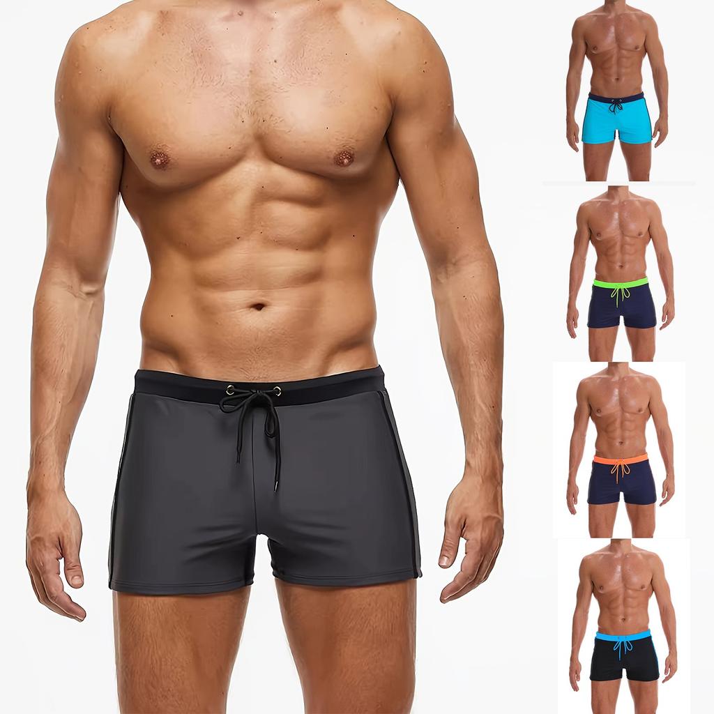 Sports Men's Boxers Plain Stitching Comfortable Fashion Lace-up Swimming Shorts Men