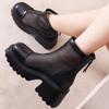 Shoes for Women 2024 High Quality Zip Women's Boots Fashion Mesh Solid Modem Boots New Round Toe Thick Bottom Sandals Boots