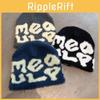 Hat Knit Minimalist Embroidered Letters Meaulp Winter Warmth Earmuff Protection