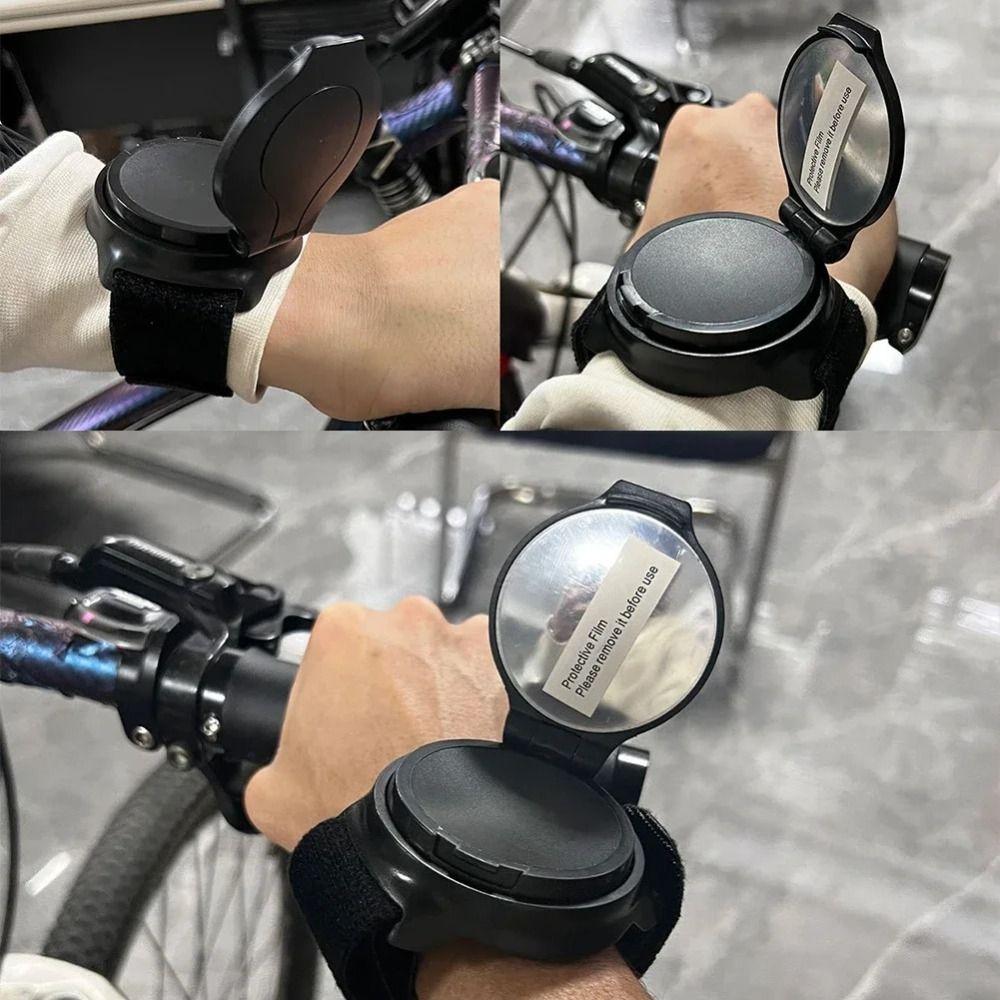 Flexible Structure Wrist Strap Rearview Mirror Safety Reflective Mirror Cycling Use