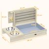 Wooden Hay Rack For Rabbit 3 In 1 Feeder With Litter Box And Water Bottle 58x40x32cm Natural Wood