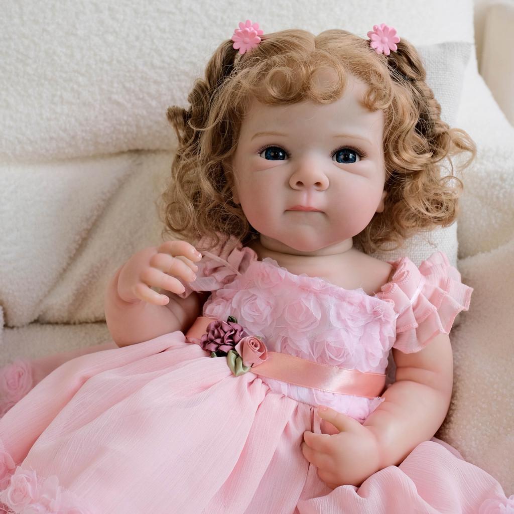 18 Inch Reborn Baby Doll Silicone With Floral Tulle Outfit For Gift And Decor