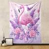 Pink Flamingo with Flowers and Stars Patterned Tapestry Decorative Wall Hanging, Home Bedroom Living Room Decor