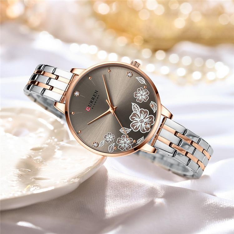 CURREN Новые компактные женские персональные часы со стальным ремешком и календарем, спортивные часы