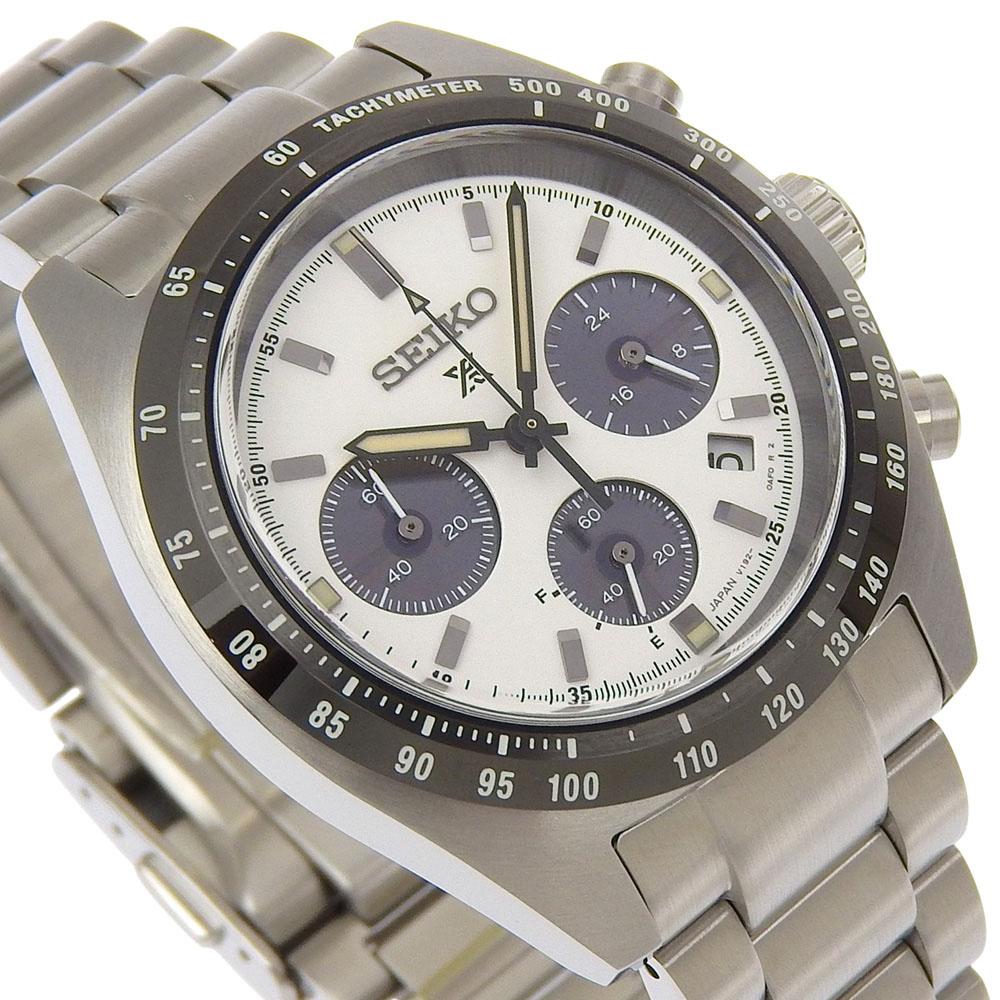 Seiko Prospec Speed Timer Watches V192-0AF0 WhiteDial Stainless Steel Solar Powered Watch Chronograph Mens Used