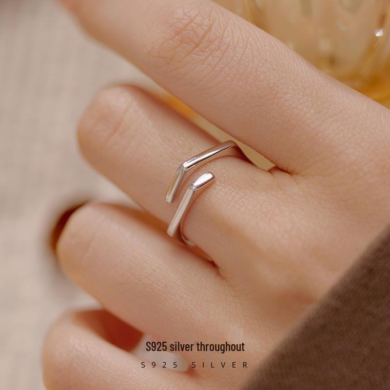 Кольцо Banyan Tree S925 Silver с шестиугольным минималистским открытым индексом - корейская мода