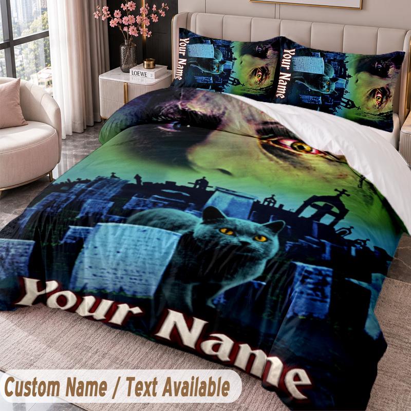Custom Name Text 3Pcs Bedding Set Pet Sematary Duvet Cover And Two Pillowcases