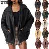 Womens Oversized Leather Jackets Faux Suede Fall Fashion Motorcycle Coats Winter Outfits Clothes Y2k Tops