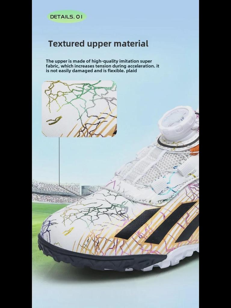 Kids' Low-Top Football Training Shoes with Rotating Buckle