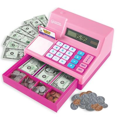 Игрушечная касса Learning Resources, розовая, с долларами США, LER2629P (Подлинный продукт)