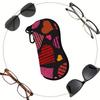 Colorful Heart Pattern Soft Eyeglasses Sunglasses Case, Portable Anti Scratch Fabric Protective Pouch, Lightweight Travel Glasses Holder Bag