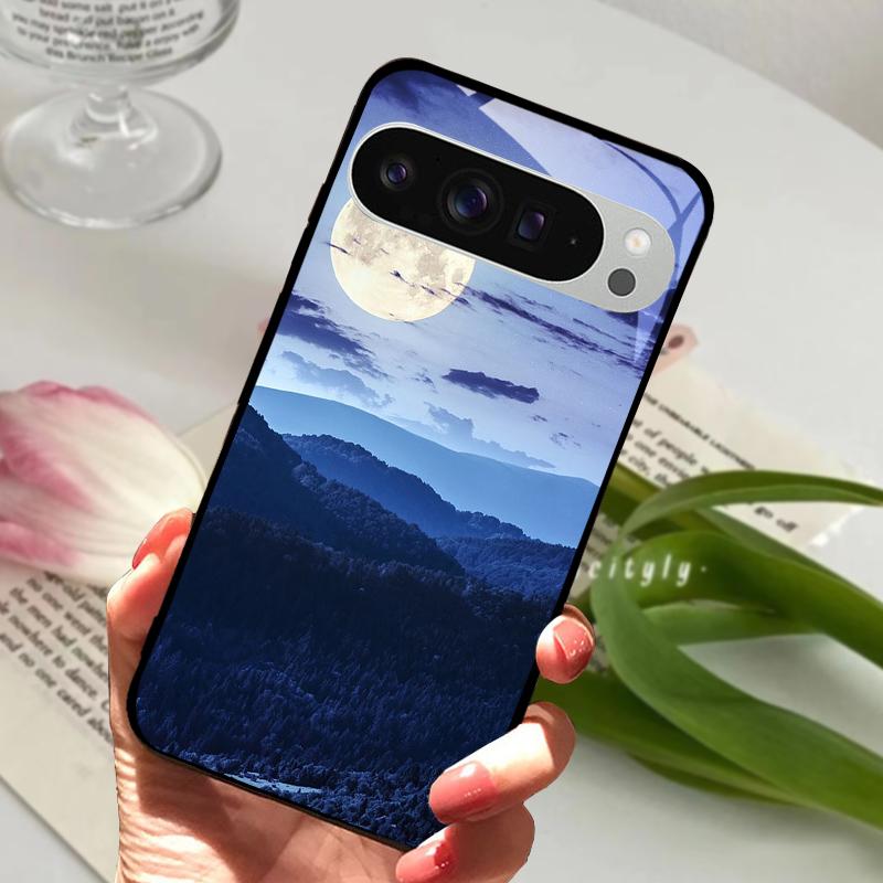 Модный Стеклянный Чехол для Google Pixel 8a Чехол Pixel8 Pro Жесткий ПК Закаленное Стекло Черный Чехол для Телефона Для GOOGLE PIXEL 8 Защитные Чехлы