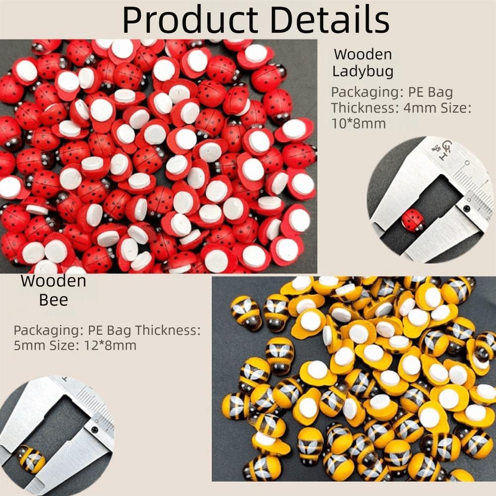35/100pcs Tiny Size Flatback Wood Bumble Bee Insect Self-Adhesive Embellishments  Party Home Decor