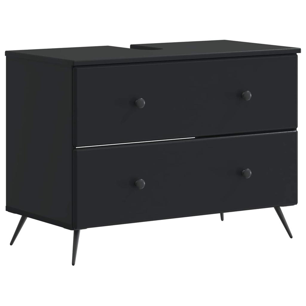 3 Piece Bathroom Cabinet System BREDA Black Wood Material