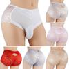 Men Sexy Lace Panties Mid Waist Underwear Transparet Breathable Boxer Underwear Printing Hombre Shorts Lingerie For Men