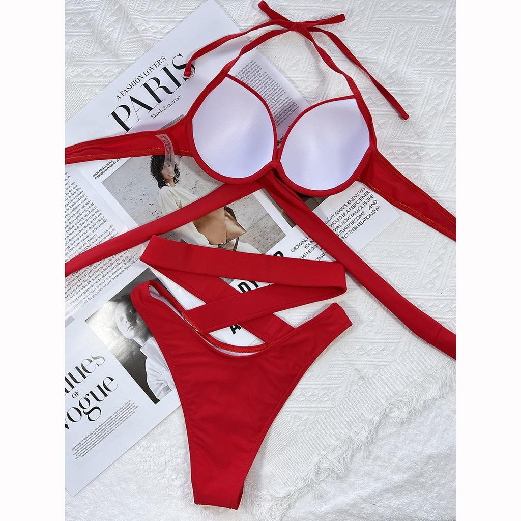 Push Up Women Swimsuit Sexy Bikini Bandage Bikini Set High Waist Brazilian Biquini Cross Swimming Suit Beachwear Bather