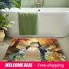 Pokemon Snorlax Pikachu and Starters Autumn Forest Print Doormat Anti-slip Absorbent Floor Mat for Home Entrance Bedroom Living