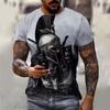 Летняя мужская футболка с коротким рукавом и круглым воротником с 3D-принтом, узором «Небесный самолет-истребитель», стильная свободная, удобная, большого размера