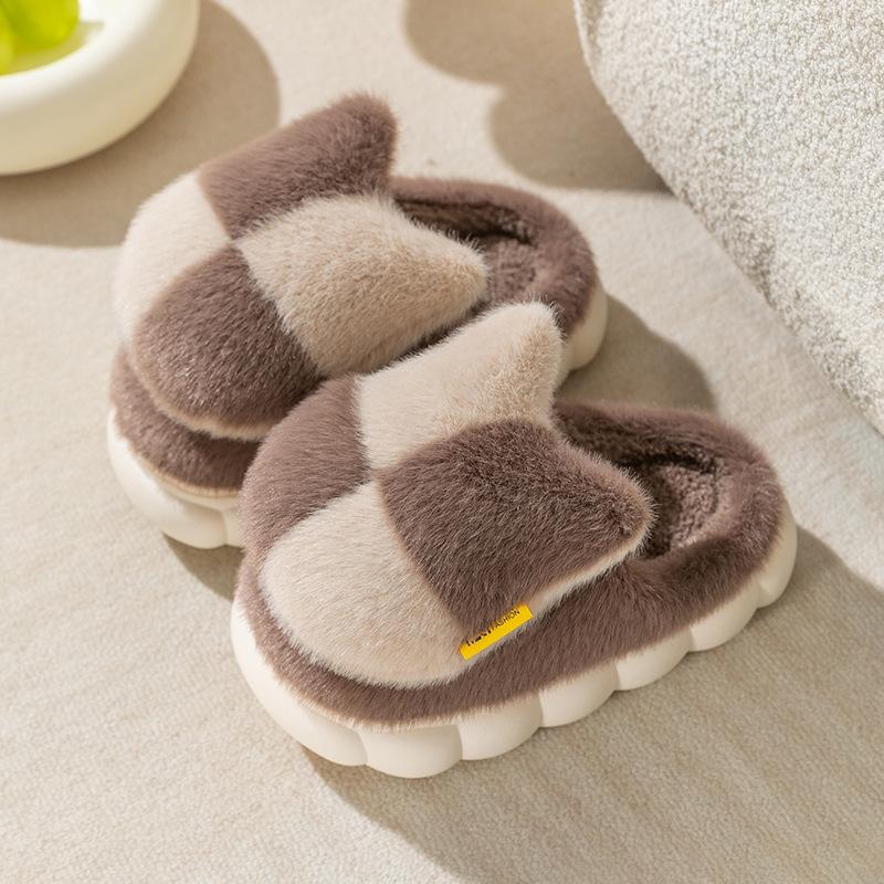 Зимние тапочки из хлопка, которые не боятся наступить на дерьмо, домашняя обувь для мальчиков и девочек, средние и взрослые, пушистые тапочки, нескользящие, хлопковая швабра с мешком на голове