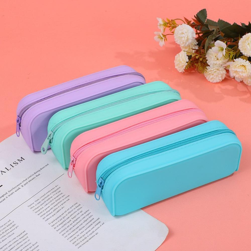 Large Capacity Silicone Pencil Case Waterproof Pen Bag School Supplies Stationery Bag Student