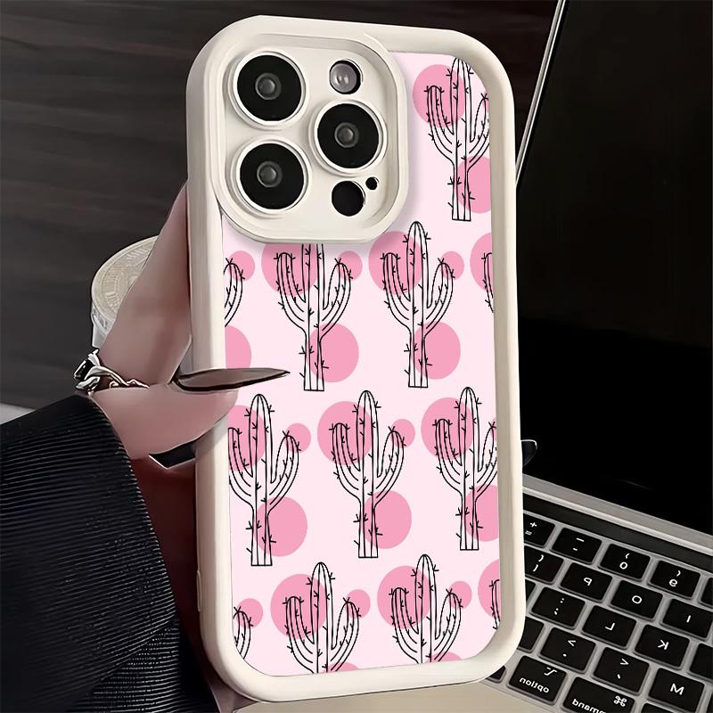 Чехол для телефона iPhone 17 Air 16E 15 16 Pro Max с рисунком кактуса 14 Plus 13 12 Mini Мягкий силиконовый чехол Fundas