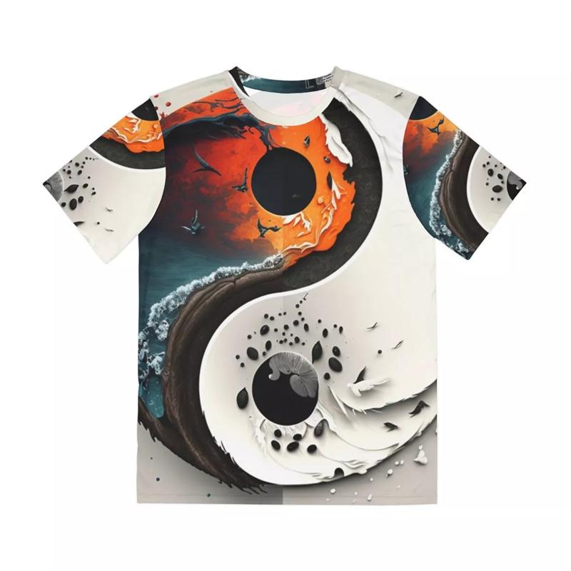 Vintage 3D Print Steel Yin Yang Tai Chi Print Mens Short-sleeve T-Shirt Casual T Shirt Couples T-shirts Chinese Style Loose Tees