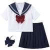 AFUCLCRO Косплей-комплект школьной формы моряка Рубашка Плиссированная юбка 2 для старшеклассниц JK Темно-синий Три белых Кансай Открытый Невинный и Идеальный для школы