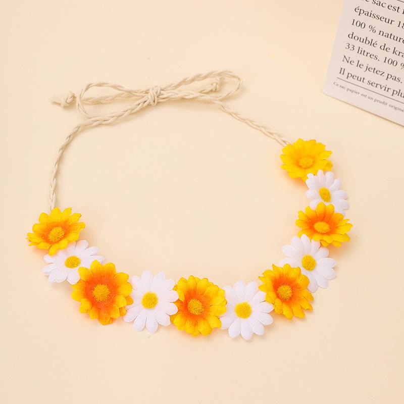 Artificial Daisy Flower Headband Bohemian Daisy Festival Headband Rope Hair Accessory Adjustable Bohemian Hair Band