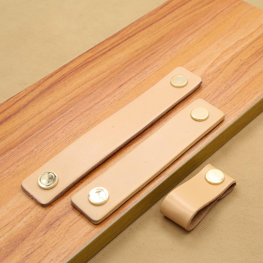 Soft Leather Handle Brown Door Knobs Classic Cabinet Pulls Kitchen