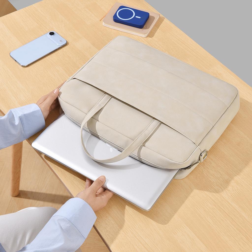 TS JYL laptop bag,Lightweight PU Laptop Bag 14 Inch Waterproof Shockproof Shoulder Briefcase