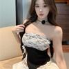 Slim Fit Lace Tube Tops Fake Two Pieces Women Camisole Elegant Sleeveless Crop Top  Women