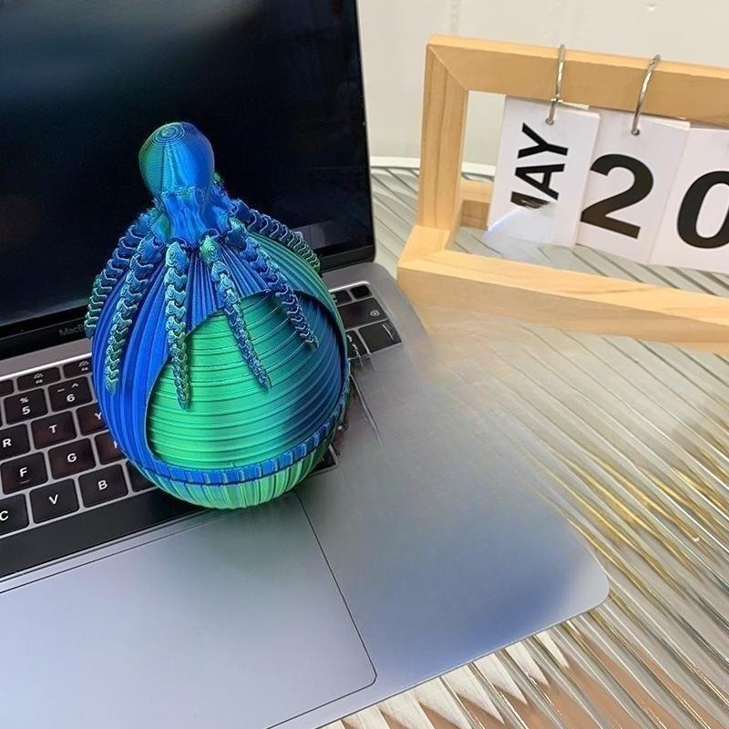 1 шт. Новые 3D-печатные многосуставные подвижные игрушки-осьминоги Детская игрушка-антистресс Аксессуары для ключей Декор Игрушки для мальчиков Подарок на день рождения
