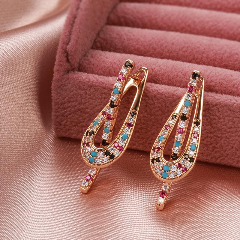 Luxury Drop Earrings With Multi Color Zircon Statement Women's Wedding Party Jewelry
