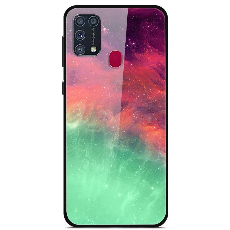 For Samsung A21S Case 2020 Lovely Tempered Glass Phone Hard Back Cover Cases For Samsung Galaxy M31S M21 M31 s Silicon Bumper