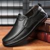 Fashion Breathable Genuine Leather Men Shoes Summer Slip On Loafers Man's Casual Leather Shoes Blue Flats Driving Male Shoes Moccasins