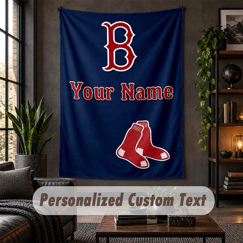 Personalized Wall Tapestry,Boston Red Sox Custom Text, Soft Fabric Wall Art For Indoor Decoration