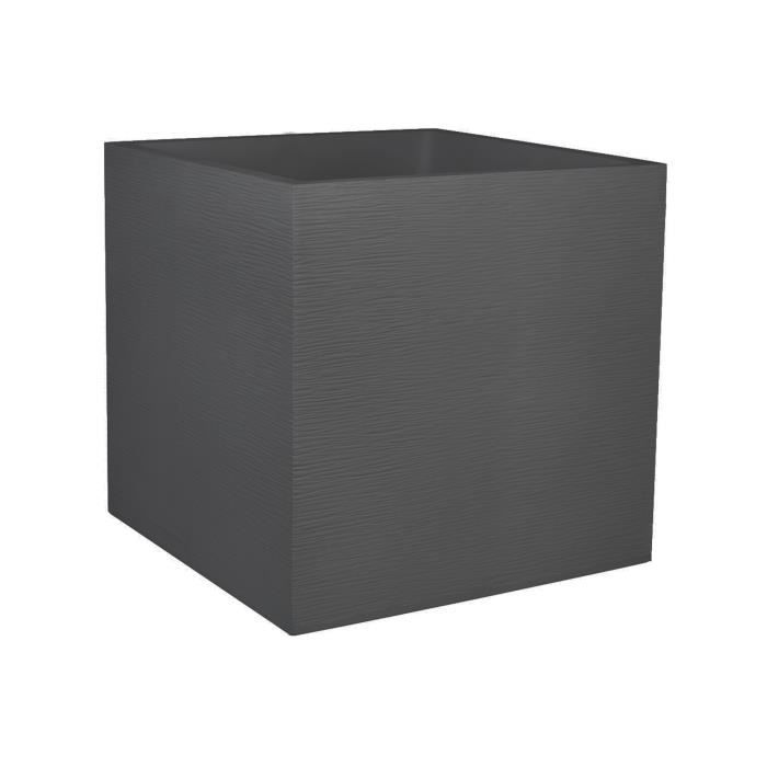Square Flower Pot 50 Cm - EDA - Graphite - 57 L - 49.5 X 49.5 X H. 49,5 Cm - Anthracite Grey