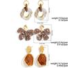 SHIXIN 4 Styles Retro Brown Leopard Print Acrylic Pendant Earrings for Women Elegant Geometric Flower Drop Earrings Jewelry Gift