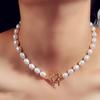 Европейская и американская мода, простое ожерелье-цепочка с жемчужной вставкой, двухслойное женское ожерелье, сочетающееся с ожерельем из сплава в стиле ветра