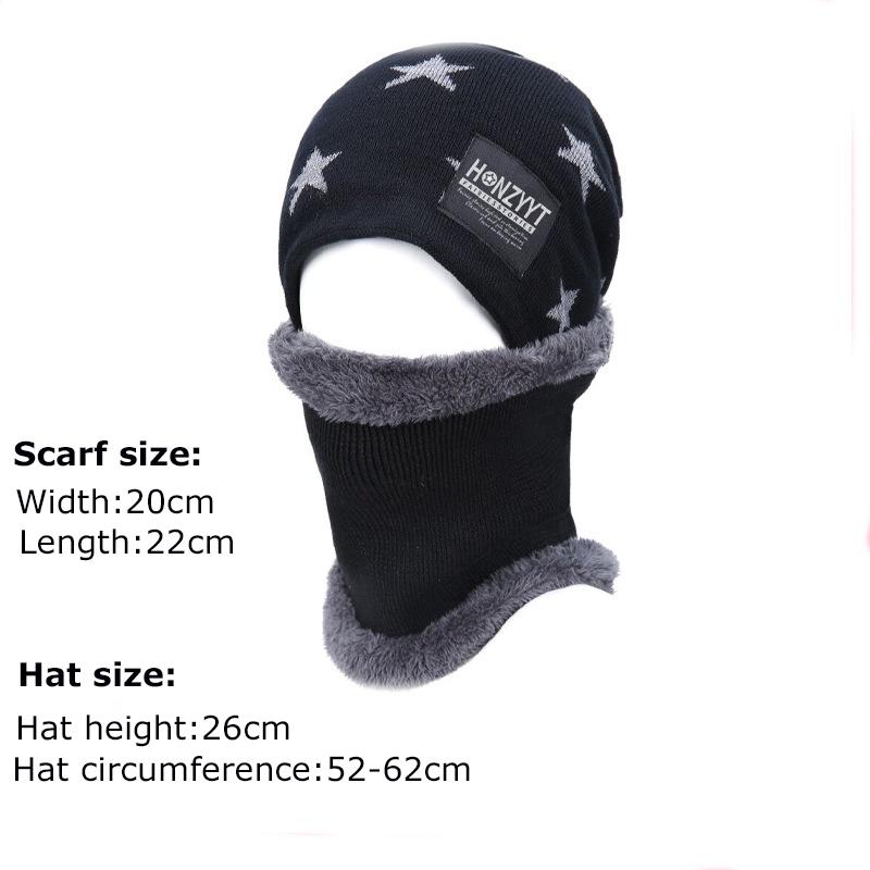 Мужская и женская шапка-бини + шарф, комплект, шейный платок, зимняя теплая флисовая вязаная лыжная шапка