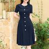 Women Summer Doll Collar Short Sleeve Casual Dress