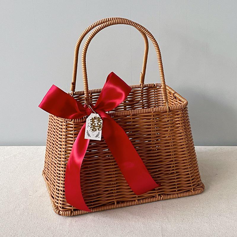 Подарочная корзина из ротанга ручной работы: Плетеный держатель для пикника и свадьбы