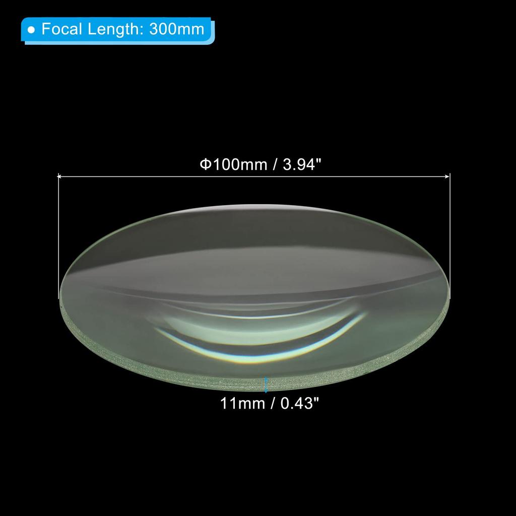 PATIKIL 1300 мм Фокусное расстояние Двояковыпуклая линза Диаметр 100 мм Высота 11 мм Стеклянная оптическая полировка Круглая линза для физических экспериментов Прозрачная