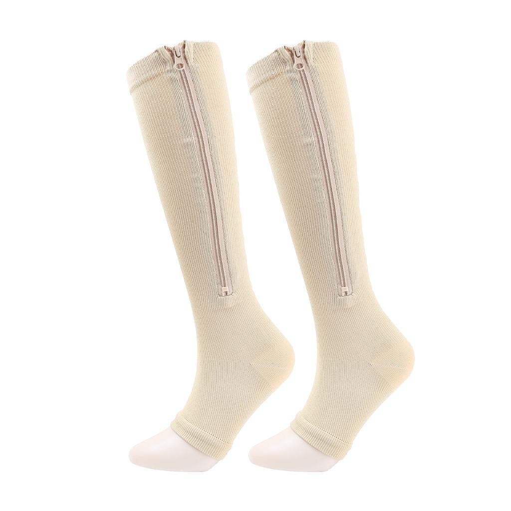 Zippered Compression Socks Thigh-High Zipper Toeless Design Compression Stockings for Men & Women High Quality Nylon Fabric